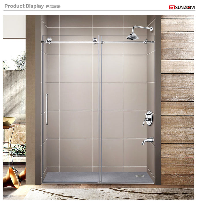 Luxurious and good quality bypass frameless sliding glass bathroom shower door