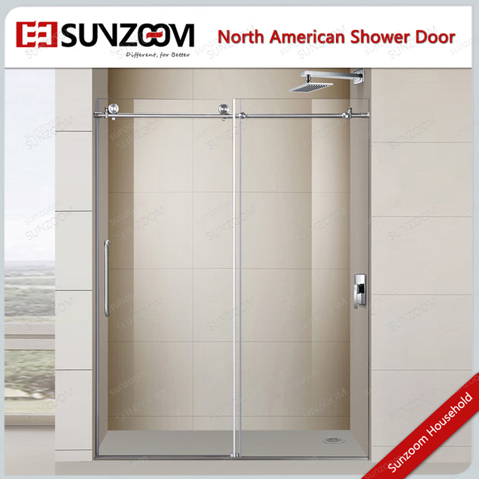 Luxurious and good quality bypass frameless sliding glass bathroom shower door